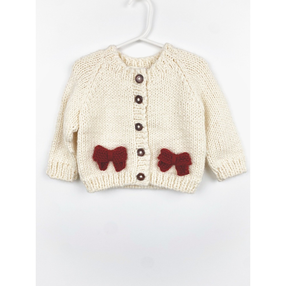 The Blueberry Hill Bow Chunky Knit Cardigan Sweater 12-24M NWT